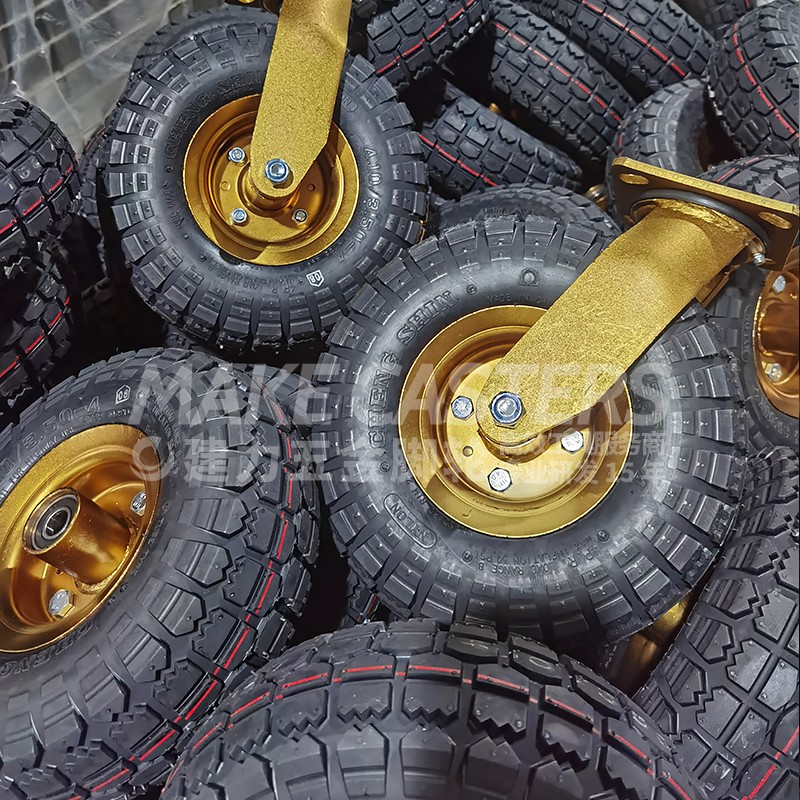 Chinese caster wheel manufacturer heavy duty trolley wheels 8 inch 10 inch pneumatic casters Elastic Rubber hotel foam tire Brake