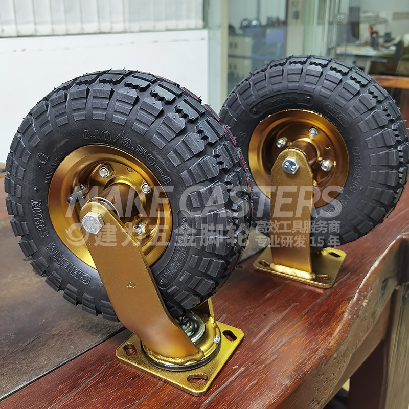 Chinese caster wheel manufacturer heavy duty trolley wheels 8 inch 10 inch pneumatic casters Elastic Rubber hotel PU foam tire