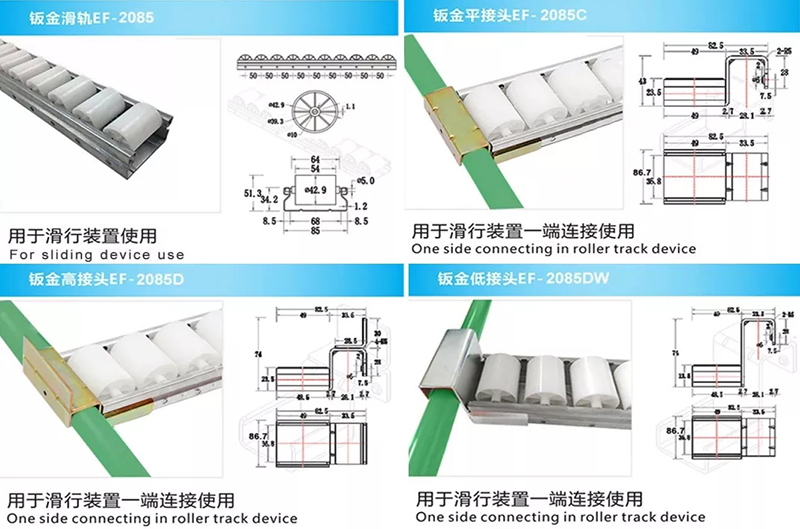 85*34.1mm industrial plastic roller crawler food and beverage factory transport conveyor belt conveyor casters row