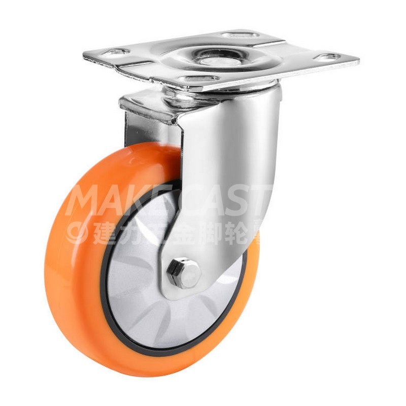 6 inch orange Pu medium and heavy duty casters Hotel kitchenware food cart storage ice cart shelf tools automatic equipment