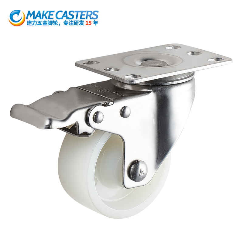 Jianli 304/316 stainless steel medium PA plastic brake caster stainless steel movable caster manufacturer of China